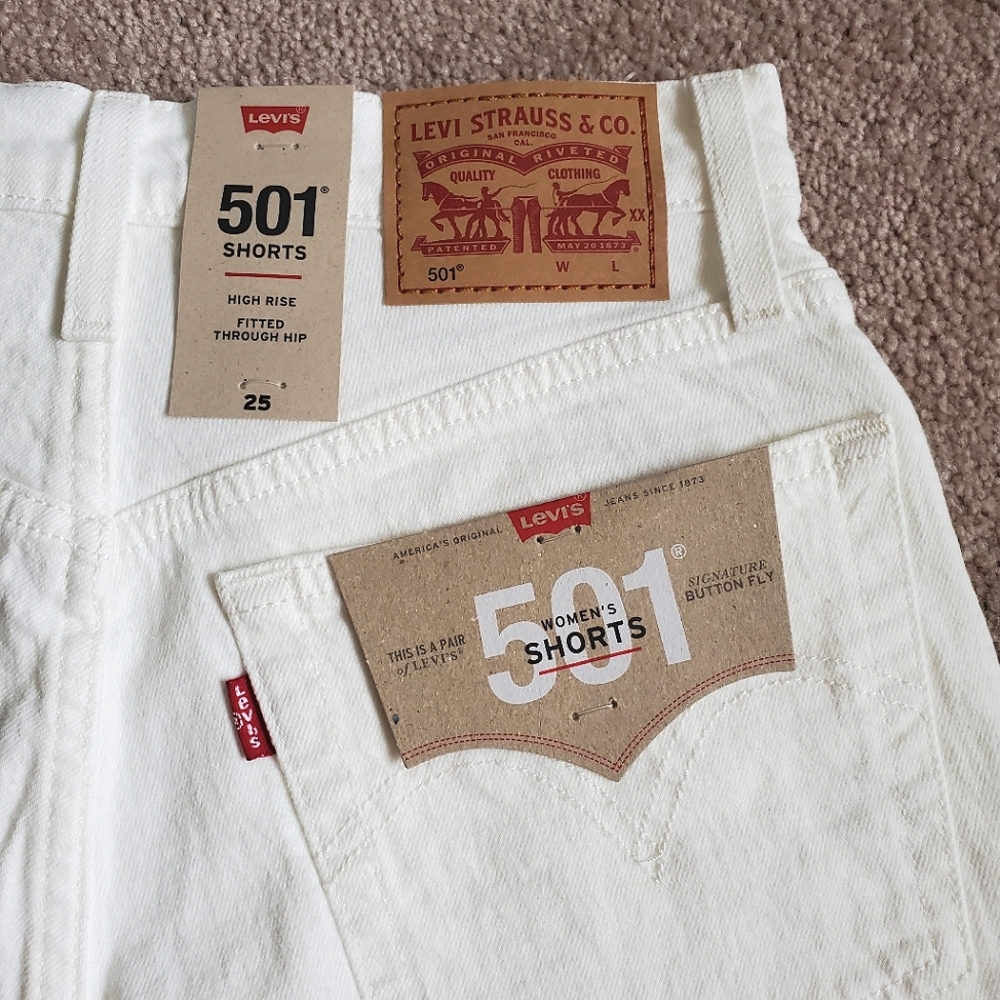 Levi’s 501 High Rise White Denim Shorts size 25 - Picture 5 of 6